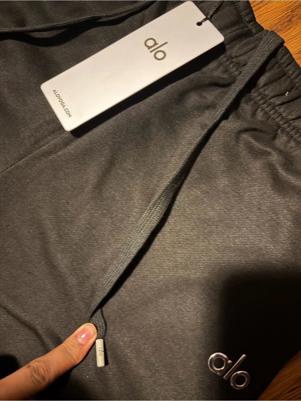 ALO Yoga Black cuffed Joggers with Drawstring
